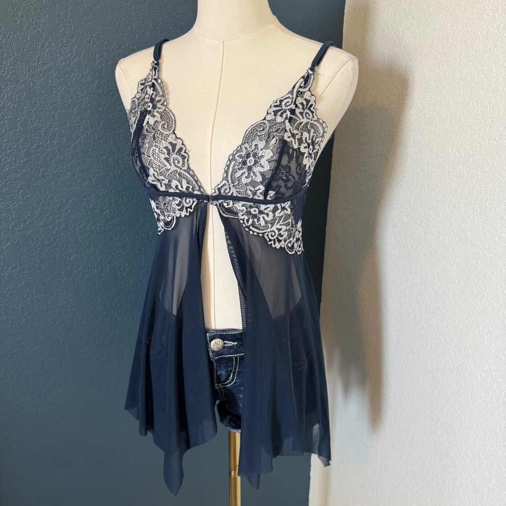 Fairycore Coquette Avidlove Babydoll Lingerie Top Small Navy Blue